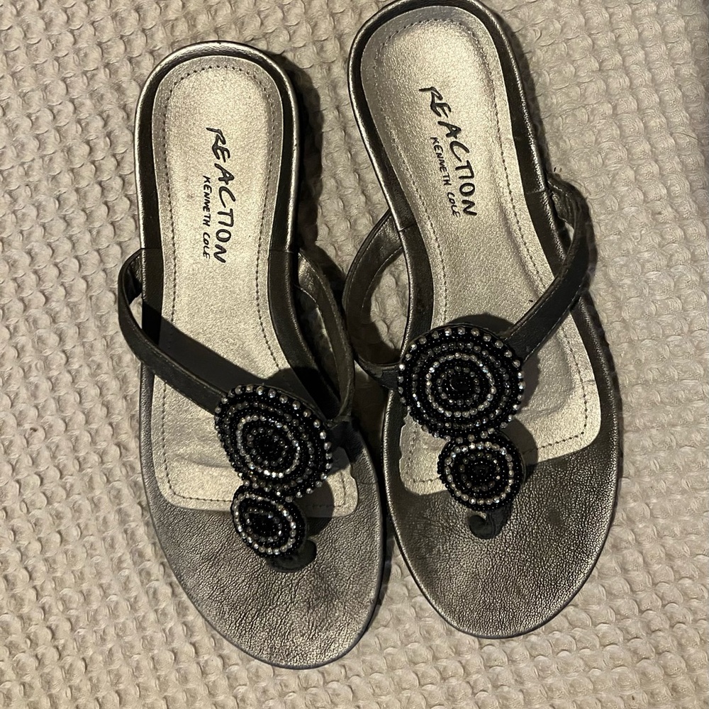 Kenneth Cole Reaction Black Sandals, Size 6.5, Embellished